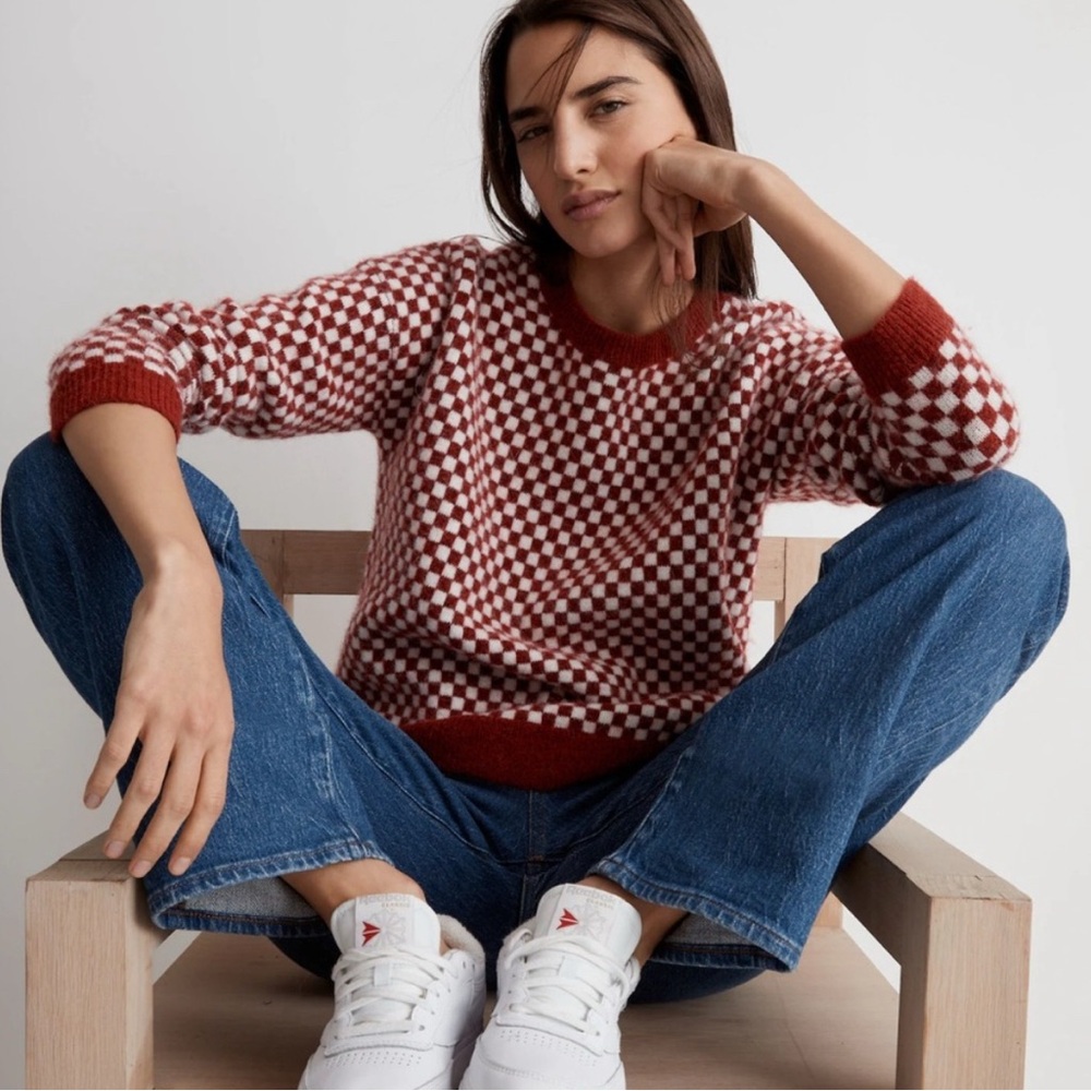 NWT Madewell Cozy Checkered Sweater